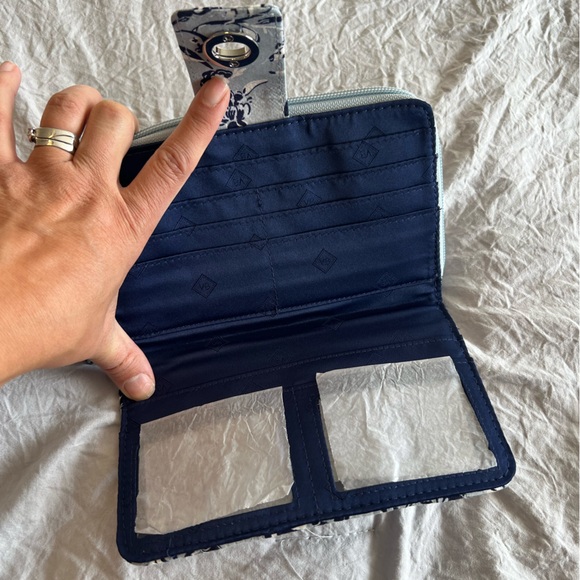 Vera Bradley RFID Turnlock Wallet - Perennials Gray - Picture 9 of 14